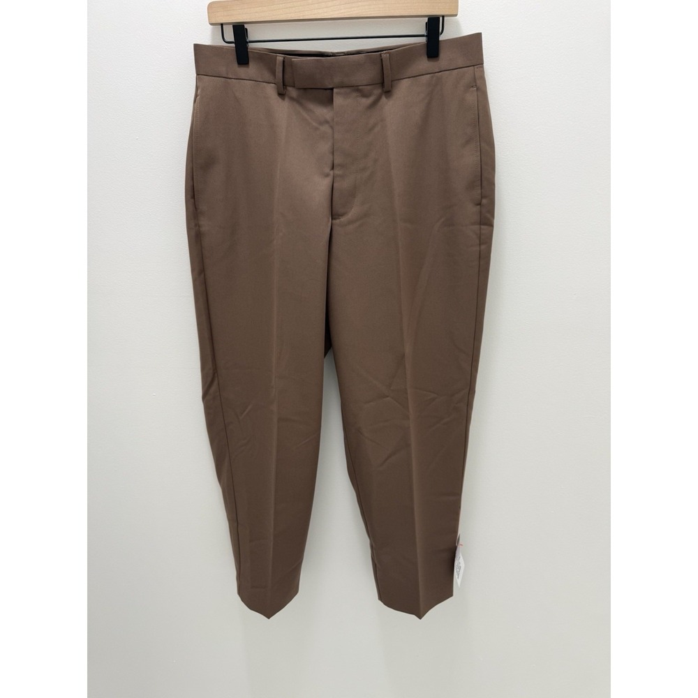 ASOS DESIGN Mens 32x30 Brown Cropped Tapered Dress Pants Tailored Trousers